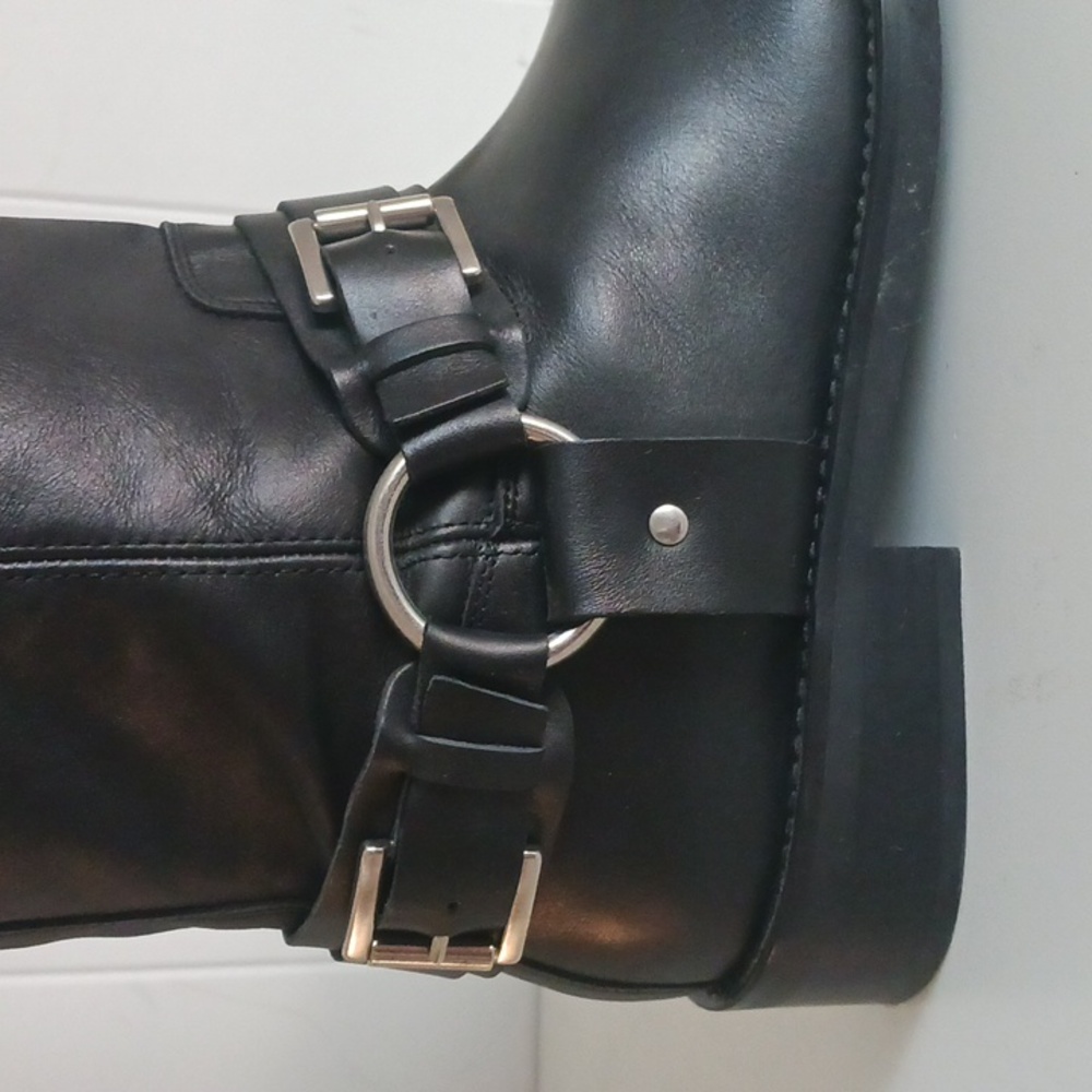 Topshop Black Leather Moto New Boots. - Picture 4 of 7